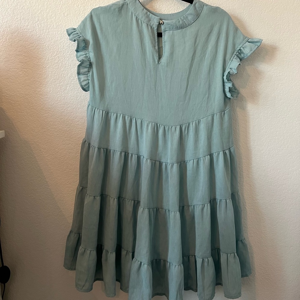 Blue Mini Ruffle Dress - Picture 2 of 4